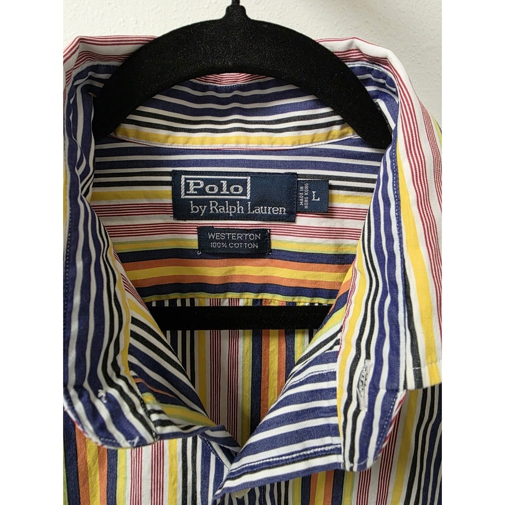 Polo Ralph Lauren Westerton Stripe Button Down Shirt Men Large Cotton Multicolor
